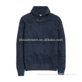 Latest sweater designs for men shawl collar button sleeve ribbed pullover sweater